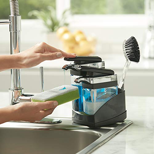 Casabella Sink Sider Duo Soap Dispensers with Sponge, Black and Chrome Plating - color: Black, size: Duo
