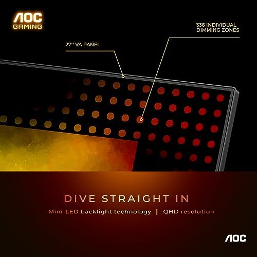 AOC 27 Inch Gaming Monitor QHD 180Hz Mini-LED HDR1000, Q27G3XMN - size: 27" 180Hz Mini-LED
