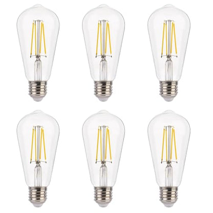 FLSNT 7W LED Edison Bulbs, 60W Equivalent, 90+ High CRI, 4000K Cool White, ST19 LED Light Bulbs, 800LM, E26 Base, Dimmable, 6 Pack - color: 60w 4000k Cool White, size: 6 Count (Pack of 1)