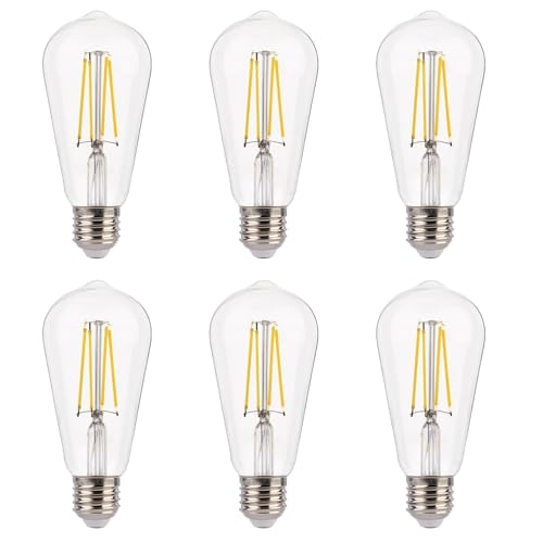 FLSNT 7W LED Edison Bulbs, 60W Equivalent, 90+ High CRI, 4000K Cool White, ST19 LED Light Bulbs, 800LM, E26 Base, Dimmable, 6 Pack - color: 60w 4000k Cool White, size: 6 Count (Pack of 1)