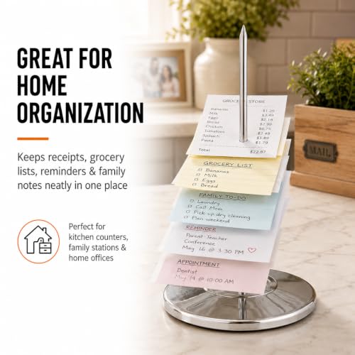 Receipt Holder, Receipt Spike for Restaurants, Stainless Steel Check Spindle Bill Fork with Solid Heavy-Duty Non-Slip Base, Receipt Memo Note Holder for Cafes, Food Trucks, Offices, 1 Pack - style: 1 PACK