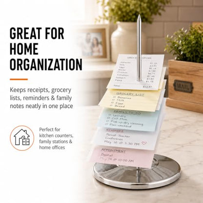 Receipt Holder, Receipt Spike for Restaurants, Stainless Steel Check Spindle Bill Fork with Solid Heavy-Duty Non-Slip Base, Receipt Memo Note Holder for Cafes, Food Trucks, Offices, 1 Pack - style: 1 PACK