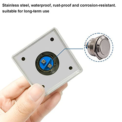 mxuteuk Door Access Control System Momentary Push Button Switch Zinc Alloy Panel Door Exit Button Push DC12V 3A G020-ZF - color: Silver-A