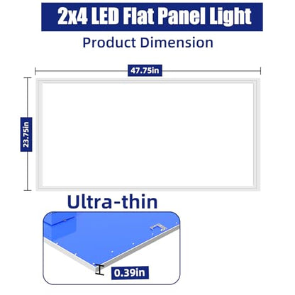 WYZM 4 Pack LED Flat Panel Light Drop Ceiling Office Fixture,7800LM - size: 4-pack 2X4FT panel