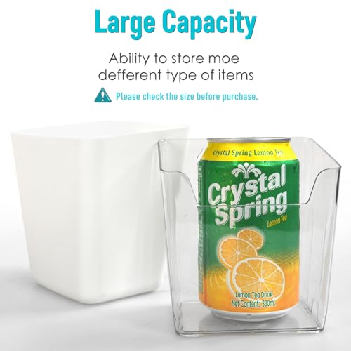 6Pack White Grid Wall Bins Hanging Cups with Back Hook, Gridwall Shelf Bins - color: White