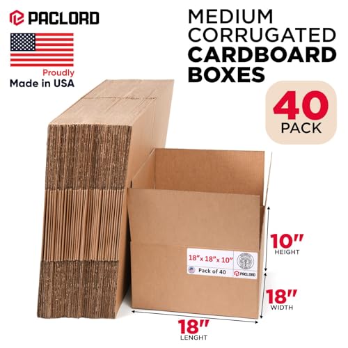 Large Moving Cardboard Boxes 18"L x 18"W x 10"H (Pack of 40) - USA-Made Packing Boxes for Moving, Shipping, or Storage - USPS, UPS, FedEx Approved - Professional Packing Supplies - color: Pack of 40, size: Large 18x18x10"