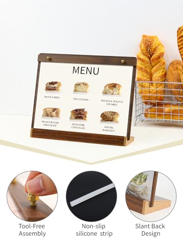 Acrylic Sign Holder 8.5 x 11, Tabletop Horizontal with Wood-Color Base - size: 11X8.5 Inch