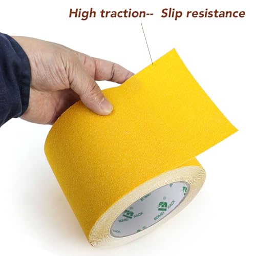 BOMEI PACK Yellow 4 Inch Anti Slip Traction Tape, 16 Foot x 4" Wide Heavy Duty Best Grip, Friction, Abrasive Adhesive for Stairs, Tread Step, Indoor, Outdoor - color: Yellow