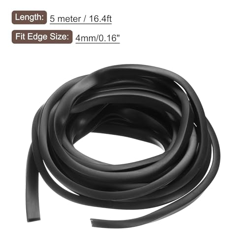 uxcell U Channel Edge Trim, 16.4ft Length Rubber Guard Seal Strip Edge Protector Flat Type Fit for 4mm Edge, (11/32" W x 7/16" H) Black - size: Fit 4mm x 16.4'L x 7/16"H x 11/32"W