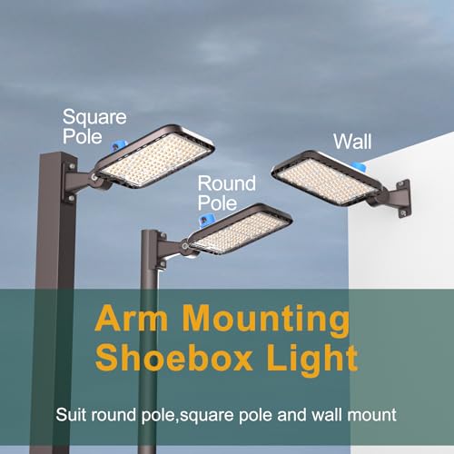 4Pack 240W LED Parking Lot Light 60000lm(250LM/W) Arm Mount LED Pole Lights Outdoor IP65 Waterproof 5000K Commercial LED Area Security Light with Smart Photocell for Roadways,Yard,Stadium