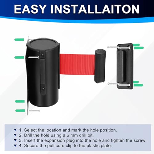 PATIKIL Fixed Wall Mount Retractable Belt Barrier 10 Feet, Red 1 Pcs - color: Red, size: 10 Feet