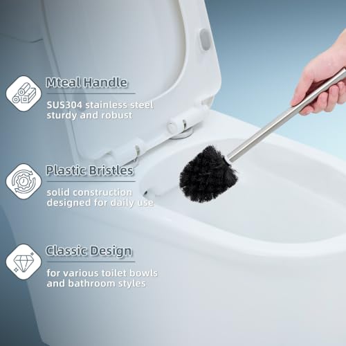 Angle Simple Toilet Brushes Refills, Black Toilet Bowl Scrubber Head 3 PCS