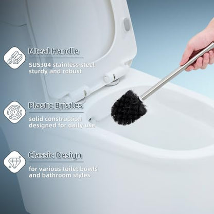 Angle Simple Toilet Brushes Refills, Black Toilet Bowl Scrubber Head 3 PCS