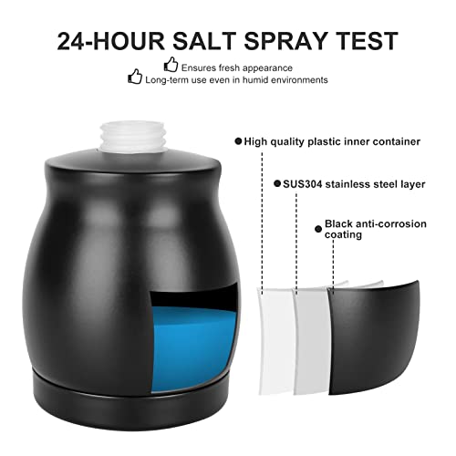 Black Stainless Steel Soap Dispenser, Modern Countertop Liquid & Lotion Dispenser for Kitchen and Bathroom-Rustproof Pump, Easy Refill & Clean-Elegant Home or Commercial Use (Black, 390ml) - color: Deep Black, size: 390ml