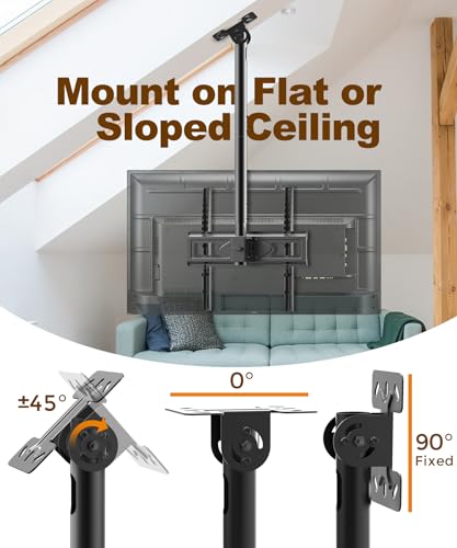 39” Ceiling TV Mount for 26-65 Inch TVs, Heavy Duty Hanging Mount