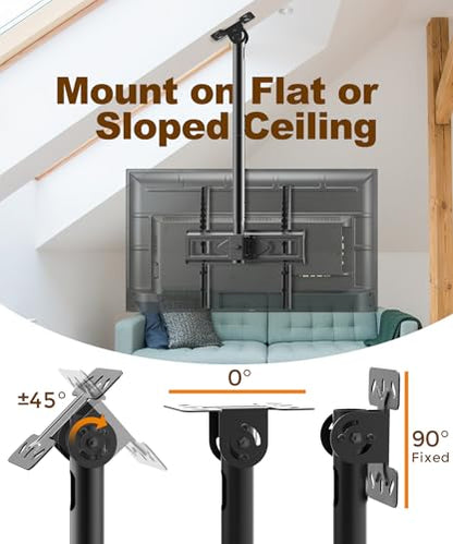 39” Ceiling TV Mount for 26-65 Inch TVs, Heavy Duty Hanging Mount