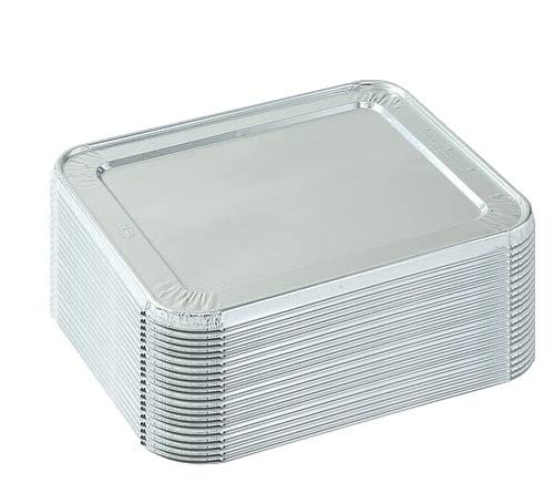 Tiger Chef 25-Pack 9 x 13 inch Aluminum Foil Lids, Disposable, Silver, Rectangular, Multi-Purpose, Bake, Freeze, Carry, Catering, Food Packaging, No Bent Edges, No Holes, Money Back Guarantee - size: 9" x 13"