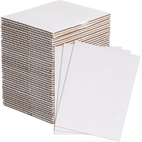 Zonon 50 Pack 3 mm/1.2 Inch Corrugated Cardboard Sheets Flat Thick Cardboard Inserts Squares Separator Classroom Supplies for Shipping, Mailing, Packing, Art Projects, DIY Crafts(3.5x4.5 Inch,White) - color: White, size: 3.5 x 4.5 Inch