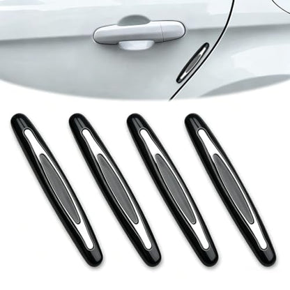 4Pcs Car Door Edge Guards, Anti‑Scratch Self‑Adhesive Protective Trim Strips, Universal Exterior Auto Accessories Compatible with Cars, Trucks, SUVs-Black - color: Black