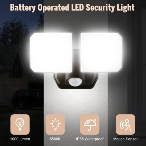 Battery Powered Motion Sensor Security Light,5000K 1000LM High Brightness,6 -Month Battery Life,No Wiring Installation,49FT Sensing Distance,Indoors or Outdoor Used,2-Year Warranty