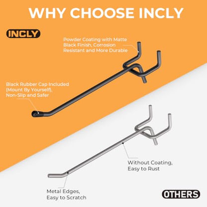 INCLY 120 Pack Pegboard Hooks, 4/6/8 Inch Peg Board Hooks Accessories - color: Black, size: 4/6/8 Inch