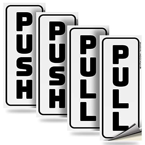 iSYFIX Push Pull Stickers Sign, 2x5 Inch, White/Black, 2 Pack - color: White / Black, size: Vertical 2x5