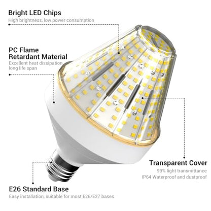 GT-Lite 5200 Lumen LED Corn Cob Light Bulb,40W - size: 1 Pack, style: 5200 Lumen