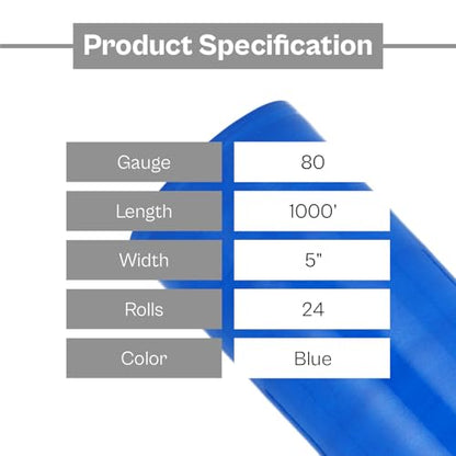 PSBM Dark Blue Mini Stretch Wrap with Plastic Handle, 24 Rolls 5 Inch x 1000 Feet 80 Gauge Heavy Duty Plastic Wrap Industrial Strength Shrink Film for Moving, Packing & Shipping