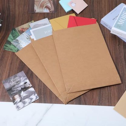 9.4"x13.2" Catalog Envelopes, 25 Pack, Document Envelopes with Self Seal Closure, Heavyweight 28 lb Paper, Self Sealing Envelop for Mailing, Filing and Organizing, Brown Krafts