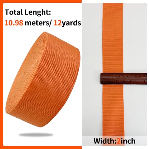 2" Orange Wide Webbing Straps 40yd for Lawn Chair,Bag &Sewing - color: Orange 12