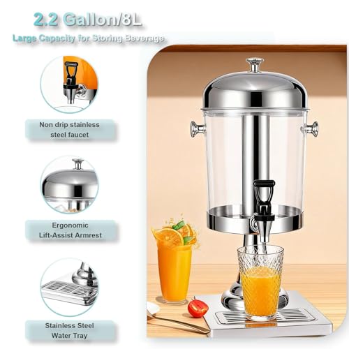 2.2 Gallon Drink Dispenser with Stand and Ice Core, Spigot and Ice Shovel - size: 2.2 Gallon / 8 L