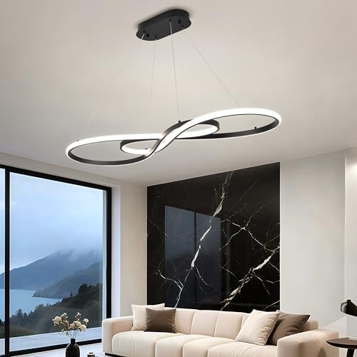 Modern LED Pendant Light, Black, Dimmable Chandelier - color: Black