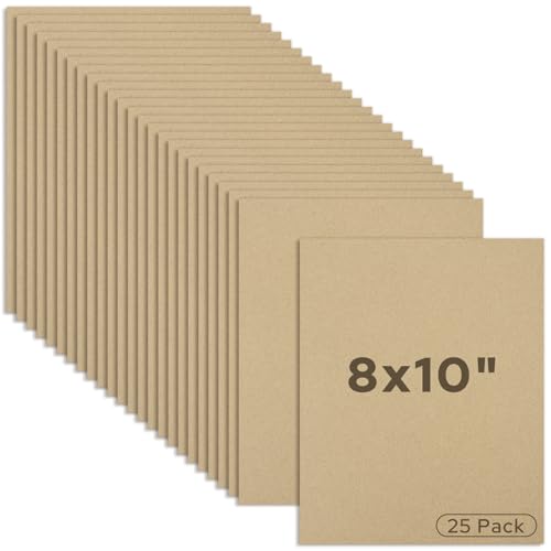 Mat Board Center 25 Pack 8x10 Corrugated Cardboard Sheets 1/8" Flat Pads - color: Brown, size: 8x10