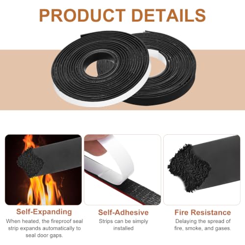 Smoke Fire Seal Strip 9.8Ft 10mm/0.39" Wx 2mm/0.08" T Black - color: Black, size: 9.8FT x 10mm / 0.39" W x 2mm / 0.08" T