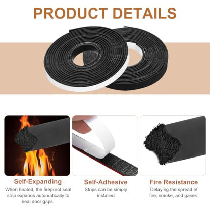 Smoke Fire Seal Strip 9.8Ft 10mm/0.39" Wx 2mm/0.08" T Black - color: Black, size: 9.8FT x 10mm / 0.39" W x 2mm / 0.08" T
