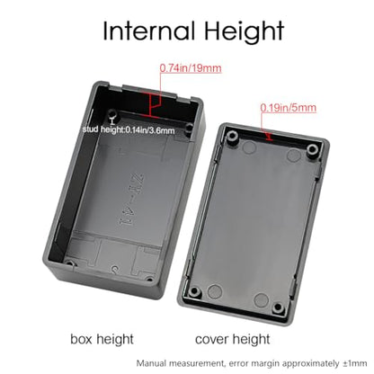 LeMotech Project Box 10 Pieces ABS Plastic Electrical Project Case Small Junction Box for Electronics Black 2.8 x 1.7 x 0.9 inch (72x 42x 23 mm) - size: 2.8" x 1.7" x 0.9"(10pc)