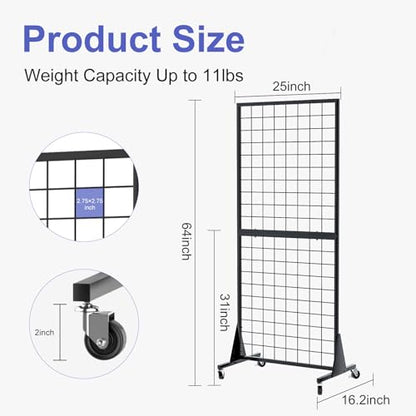 2-Pack 2'x5.5' Ft Gridwall Panel Display Stands 2'x5.5' Ft, Heavy Duty Floor Standing Retail Display Rack with Triangle Base for Retail Art Show
