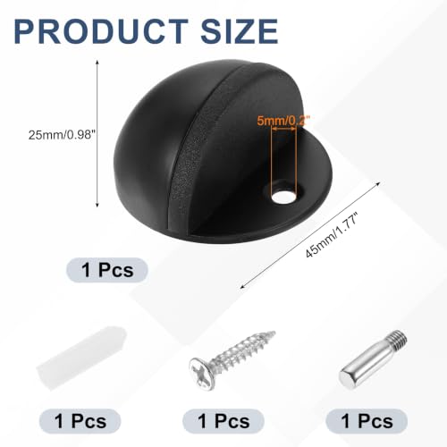 uxcell Low Dome Floor Door Stop, 45mm Dia. Stainless Steel Door Stopper - color: Black