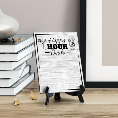 Happy Hour Deals 6x8 Dry Wipe Table Sign (6x8) Easy Installation | Restaurant & Bar | Perfect To Clearly Direct Customers & Advertise Specials | No Pen Included - style: Happy Hour Deals