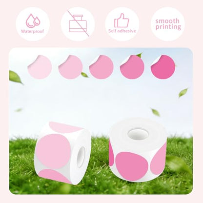 500 Labels/Roll 2" Gradient Pink Round Thermal Labels, Waterproof Circle Blank Thermal Sticker Compatible with Direct Thermal Label Printers for DIY Logo Designs, Thank You, Small Business - color: Pink Gradient, size: 2 Inch