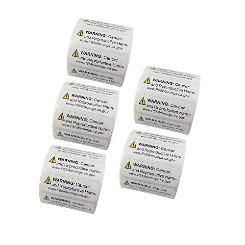 FirstZi 2500 Count California Proposition 65 Warning Labels - 5 Rolls, 500 Labels One Roll, Short Form, 1/2x1-1/2 Inch Self Adhesive Health Alert Sticker - size: 5 rolls(2500 labels)