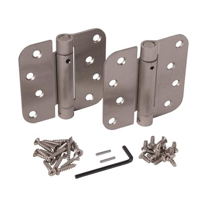 Self Closing Spring Door Hinges Satin Nickel 4 Inch - 5/8 Radius 2-Pack - color: Satin Nickel