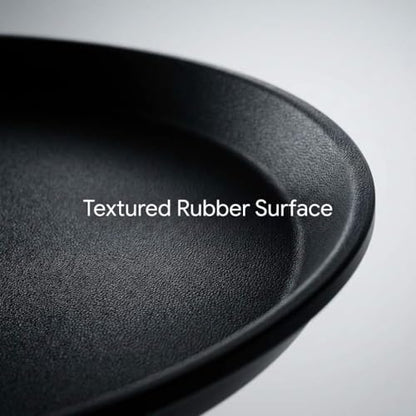 QWORK 16-Inch Round Non-Slip Serving Trays – 4 Pack Rubber Surface Plastic Tray Set for Restaurant, Café & Bar
