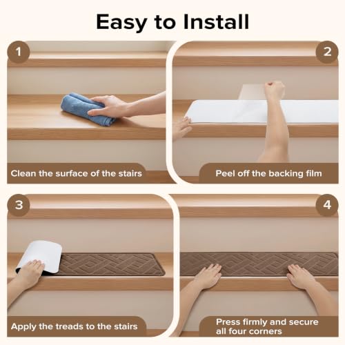 Non Slip Stair Treads for Wooden Steps, 15 Pack 8"x30", Taupe - color: Taupe, size: 8" x 30"