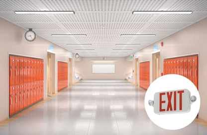 Lithonia Lighting Basics LED Exit Sign/Emergency Light Combo, Red/Green Switchable Exit Sign and Emergency Lights for Business, 2-Head Fixture, Round Lights, Remote Capacity, White (ECRG HO RD M6) - color: Switchable, size: 16.46" | Sign & Round Light Com