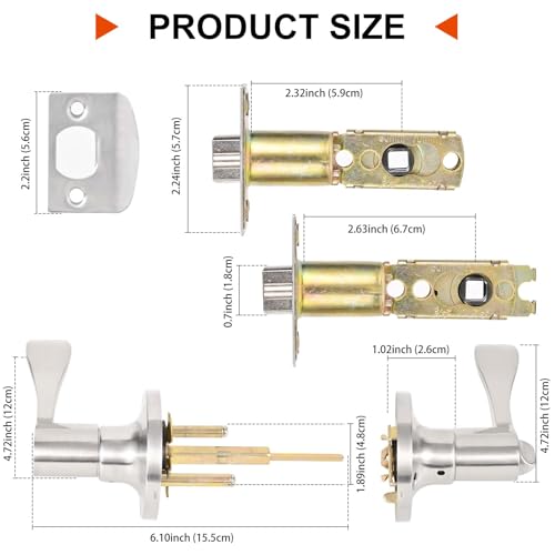 High-Security Stainless Steel Door Lever with Lock and Key(Silver) - color: 8300-Silver