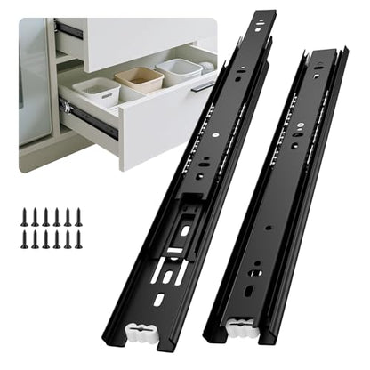 Black Heavy Duty Drawer Slides 12 Inch 1 Pair Side Mount 100LB - size: 12 Inch