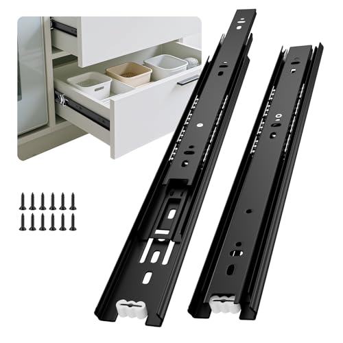 Black Heavy Duty Drawer Slides 12 Inch 1 Pair Side Mount 100LB - size: 12 Inch