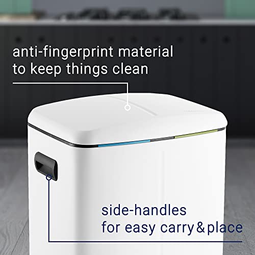 happimess Marco 10.6 Gal Double Bucket Step Trash Can, Cotton White - color: White