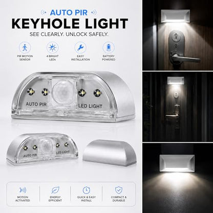 Sourcingbay Motion Sensor Keyhole Light for Door Locks, Silver